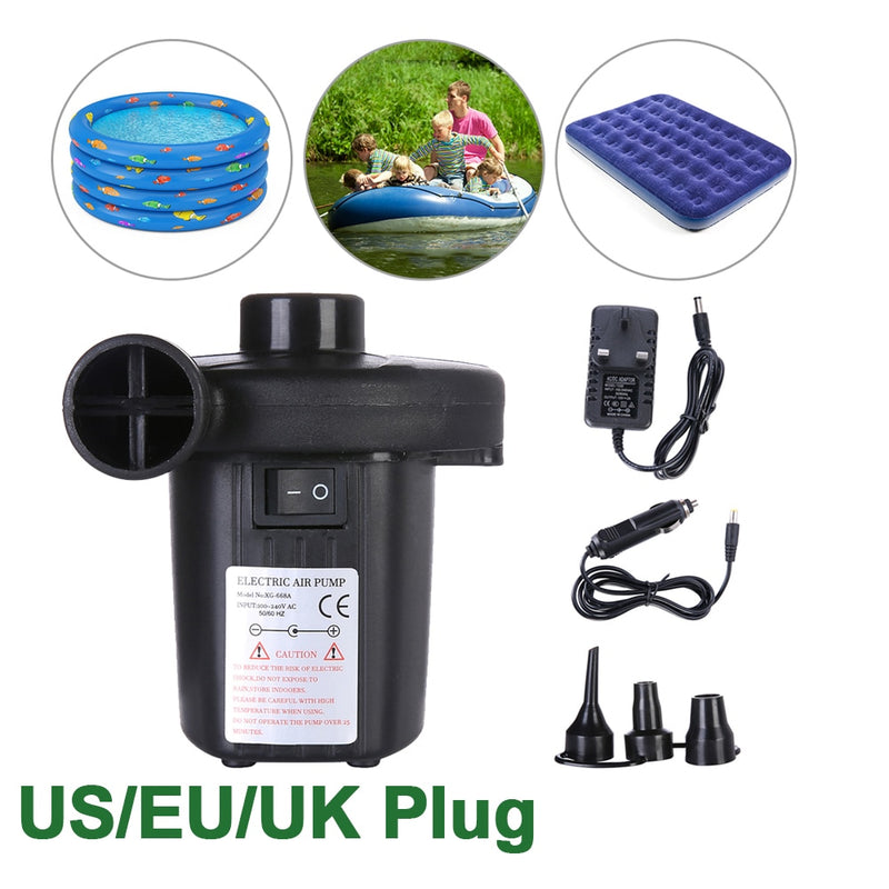 Electric Air Pump 150W Outdoor Kayak Inflatable Toys Airbed Boat Cushion Swimming Pool Yoga Ball Sofa Inflator US EU UK Plug