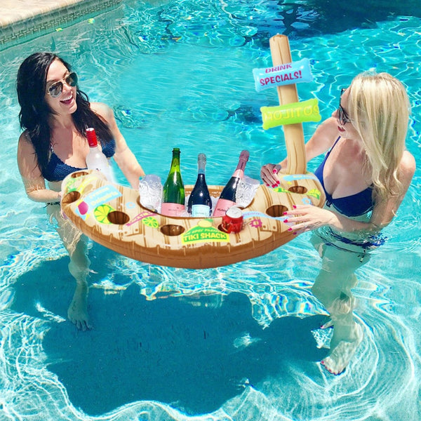 Pool Float Inflatable Beer Table Mattress Ice Bucket Serving Salad Bar Tray Food Drink Holder for Summer Water Party Raft Toys