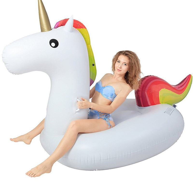 Rooxin 2M Unicorn Float Pool Inflatable Mattress Swimming Ring for Adult Kids Swimming Circle Floating Bed Beach Pool Party Toys