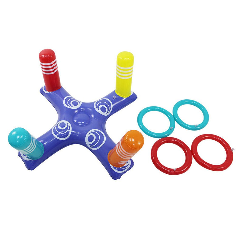 Floating Swimming Pool Ring Inflatable Ring Toss Pool Game Toys Floating Swimming Pool Ring With 4Pcs Rings Funny Water Fun Play