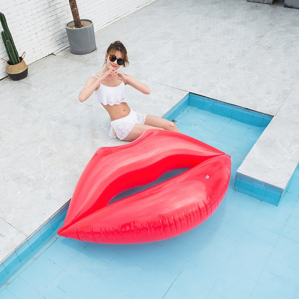 Inflatable Pool Float Swimming Lounger Pool Party Floating Chair Summer Pool Floating Toy Pool Funny Glitters Lips 110*80cm