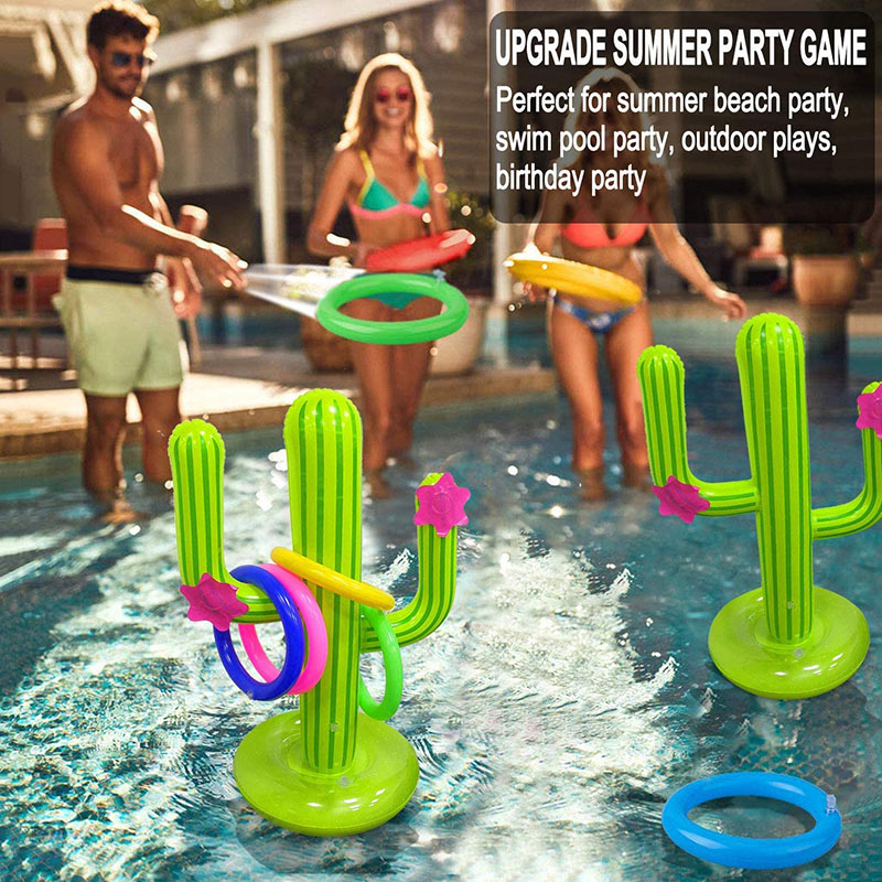 New PVC Inflatable Cactus Ring Toss Game Set Floating Pool Toys Beach Party Supplies Party Ice Bar Travel Outdoor Swimming Pool