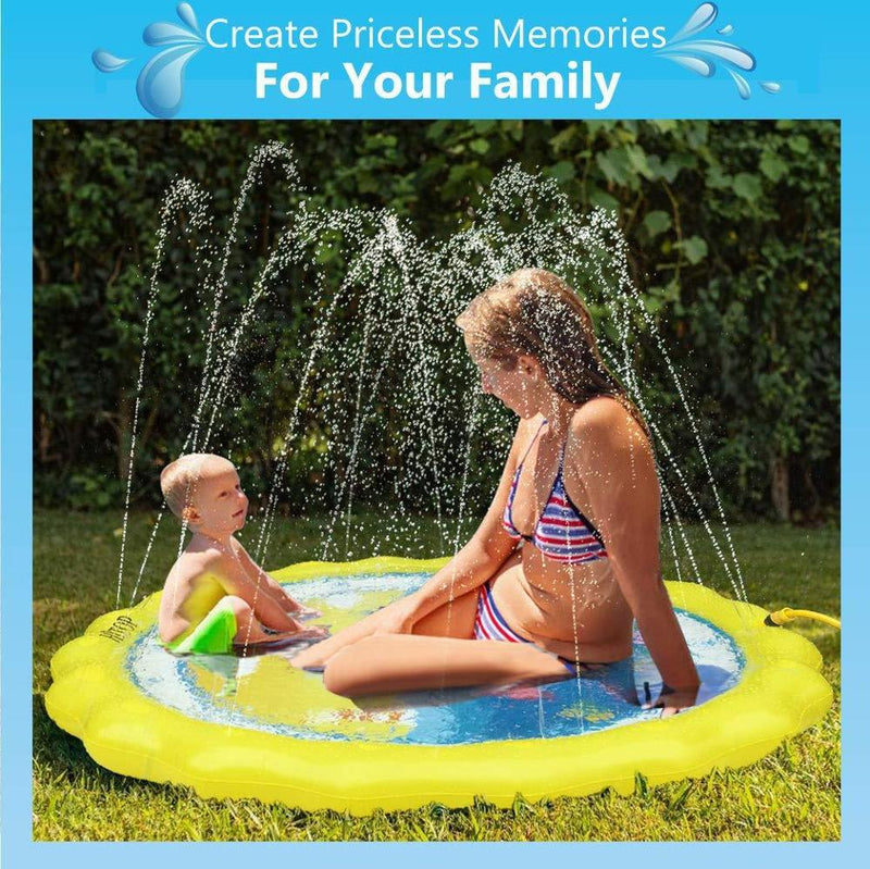 Rooxin Inflatable Yard Sprinkler Water Splash Pad Outdoor Spray Playing Mat for Kids Family Games Column Fountain Float Pool Toy