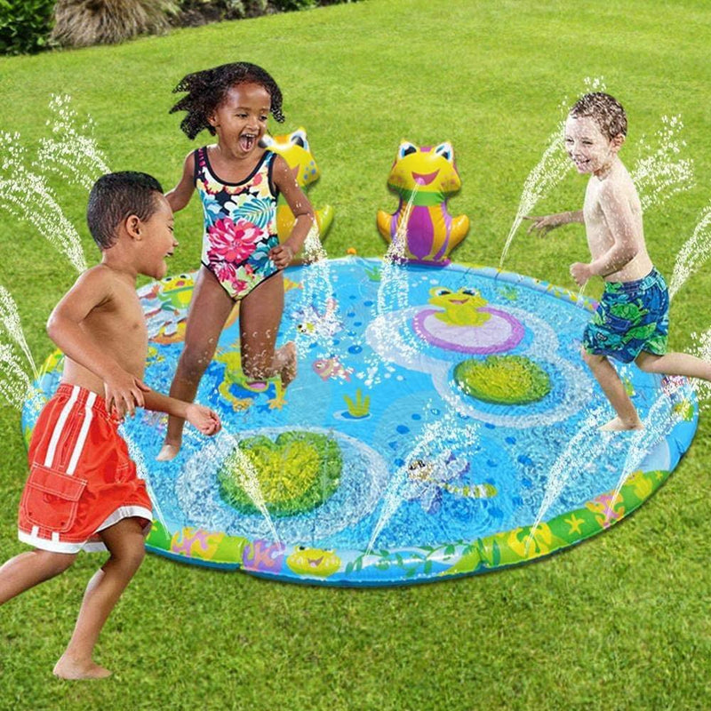 3D Frog Inflatable Water Spray Play Mat Outdoor Lawn Games Pad Yard Sprinkler Kids Children Family Summer Swimming Pool Toys