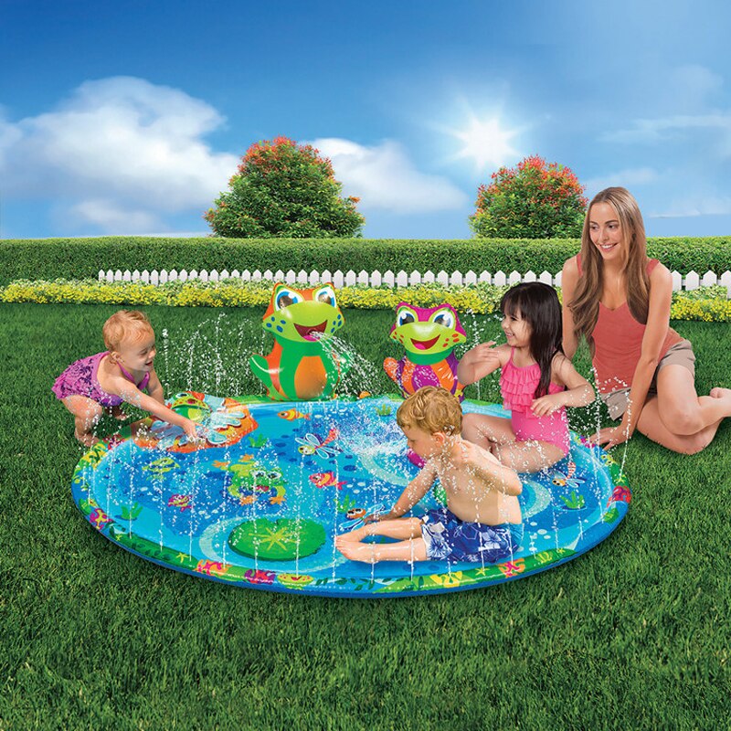 3D Frog Inflatable Water Spray Play Mat Outdoor Lawn Games Pad Yard Sprinkler Kids Children Family Summer Swimming Pool Toys