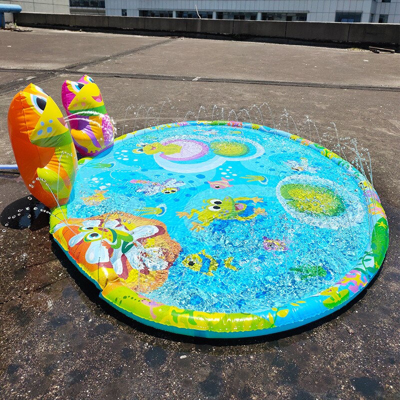 3D Frog Inflatable Water Spray Play Mat Outdoor Lawn Games Pad Yard Sprinkler Kids Children Family Summer Swimming Pool Toys