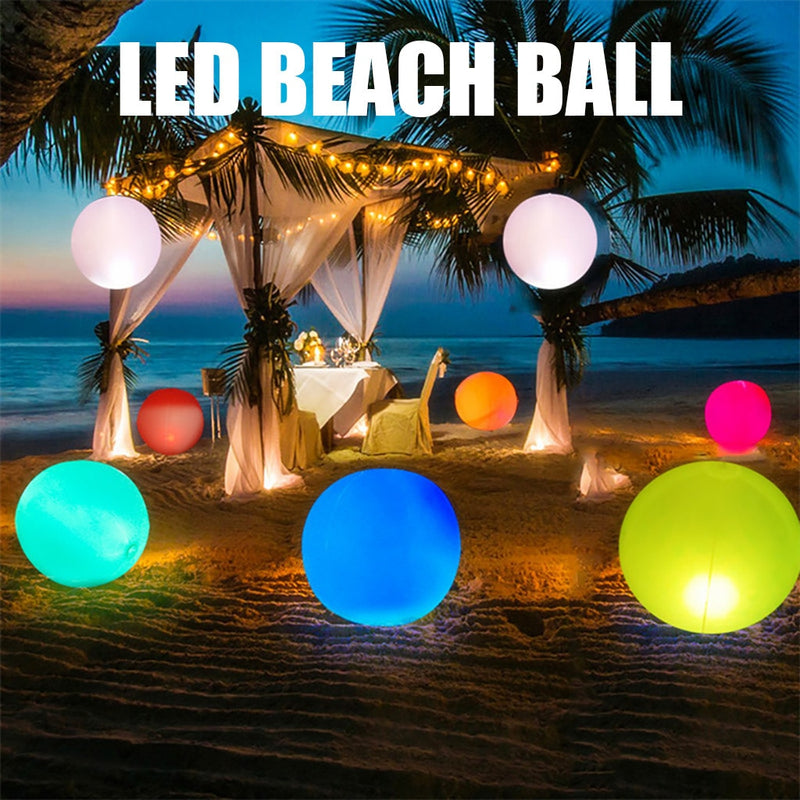 Funny Inflatable Luminous Ball PVC Balloon Remote Control Glowing Ball Outdoor LED Beach Ball for Swimming Pool Garden @D11