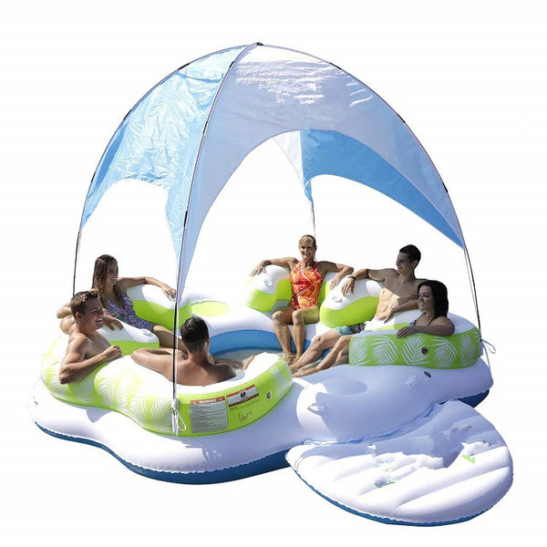 Pvc inflatable large floating bed water adult recliner inflatable toy unicorn flamingo peacock sunshade floating row