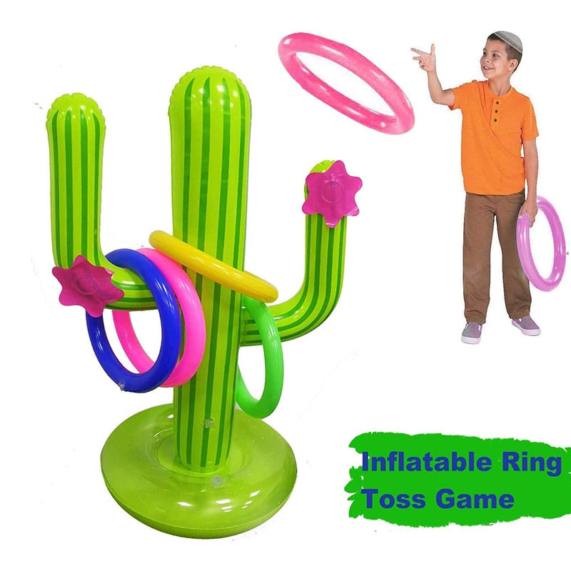 New PVC Inflatable Cactus Ring Toss Game Set Floating Pool Toys Beach Party Supplies Party Ice Bar Travel Outdoor Swimming Pool