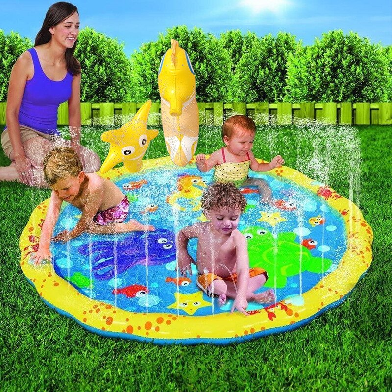 3D Frog Inflatable Water Spray Play Mat Outdoor Lawn Games Pad Yard Sprinkler Kids Children Family Summer Swimming Pool Toys