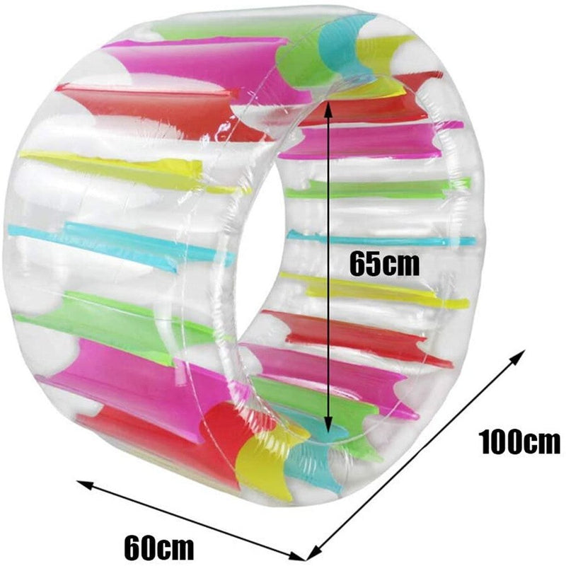 Kids Colorful Inflatable Water Wheel Roller Float 36inch Giant Roll Ball For Boys and Girls Swimming Pool Toys Grass Plaything