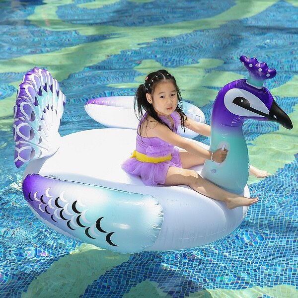 Rooxin Giant Peacock Pool Float Inflatable Mattress for Beach Swimming Ring Swim Circle Floating Bed Raft Summer Pool Party Toys