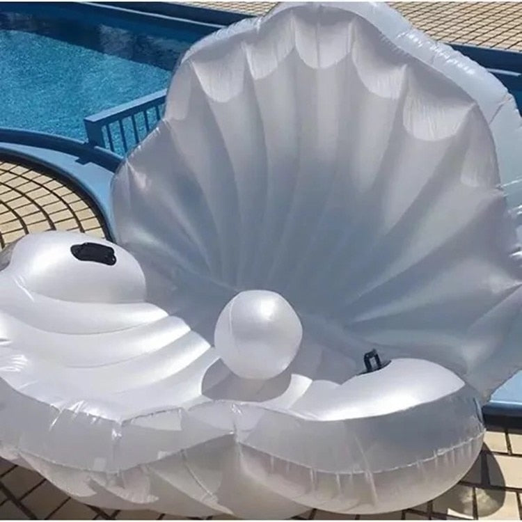 Giant Shell With Pearl Inflatable Pool Float Seashell Scallop Air Mattress Swimming Ring For Adult Women Beach Lounger Water Toy