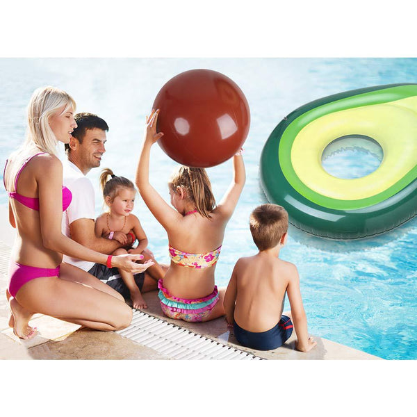 Rooxin Avocado Pool Float Air Mattress Swimming Ring with Ball Inflatable Circle Rubber Ring for Beach Party Pool Toys Float Bed