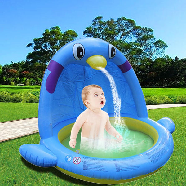 Large Size Large Water Spray Game Mat Indoor Swimming Pool Penguin Shape Inflatable Paddling Pool For Kids