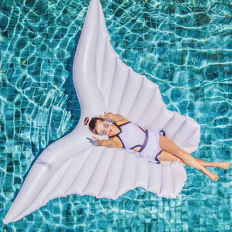 Giant Angel Wings Inflatable Pool Floating Air Mattress Lazy Water Party Toy Riding Butterfly Swimming Ring Piscina 110*180cm