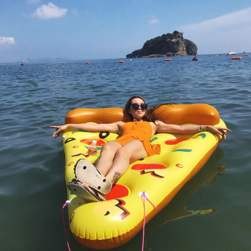 Giant 180cm Inflatable Pizza Slice Pool Floats Swimming Ring Floating Row For Childen Adults Water Toys Mattress Sea Party