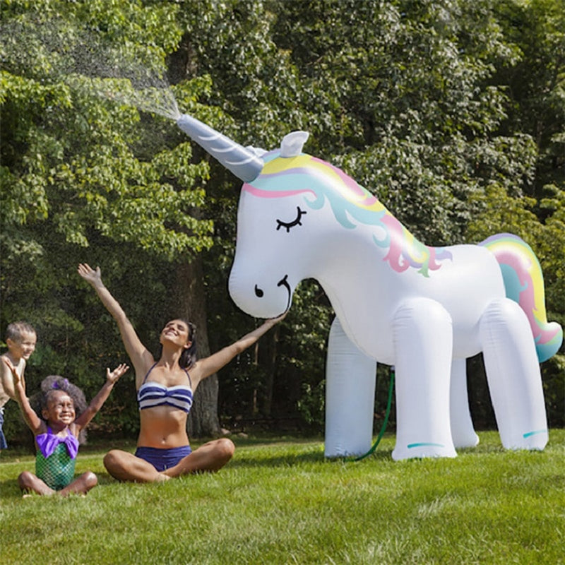 Rooxin Giant Inflatable Unicorn Water Spray Pool Toys Swimming Float Outdoor Fountain Beach Party Children's Summer Toys