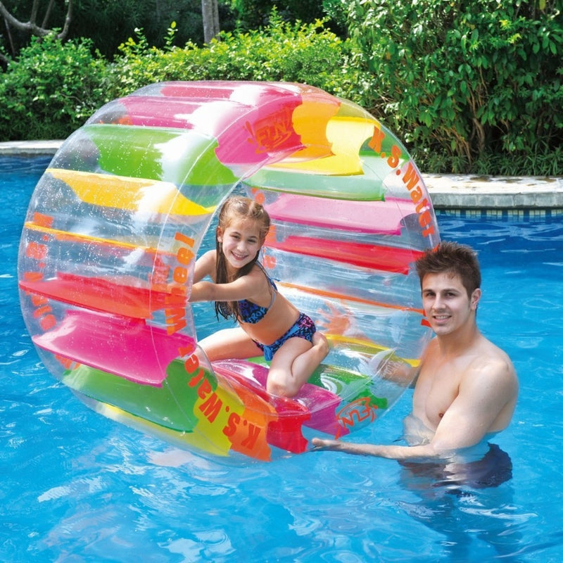 Kids Colorful Inflatable Water Wheel Roller Float 36inch Giant Roll Ball For Boys and Girls Swimming Pool Toys Grass Plaything