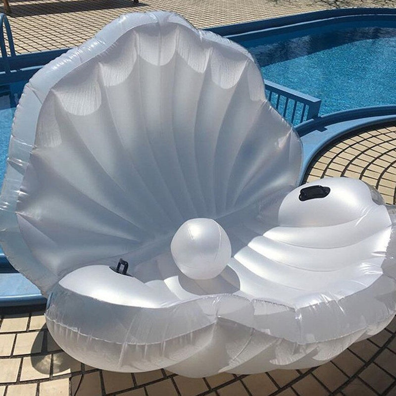 Giant Shell With Pearl Inflatable Pool Float Seashell Scallop Air Mattress Swimming Ring For Adult Women Beach Lounger Water Toy