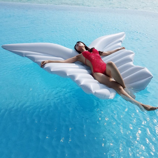 Giant Angel Wings Inflatable Pool Floating Air Mattress Lazy Water Party Toy Riding Butterfly Swimming Ring Piscina 110*180cm