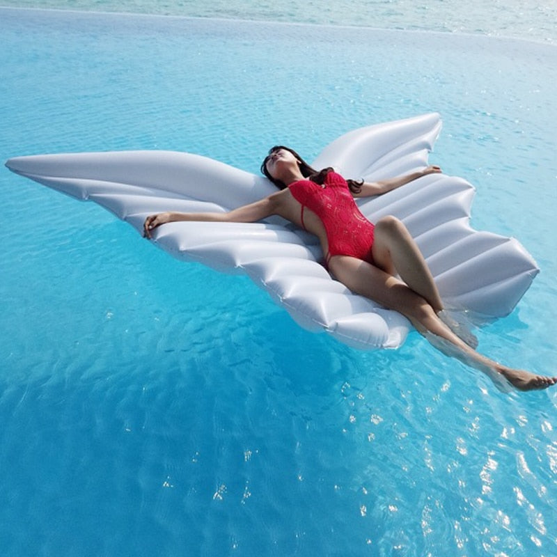 Giant Angel Wings Inflatable Pool Floating Air Mattress Lazy Water Party Toy Riding Butterfly Swimming Ring Piscina 110*180cm