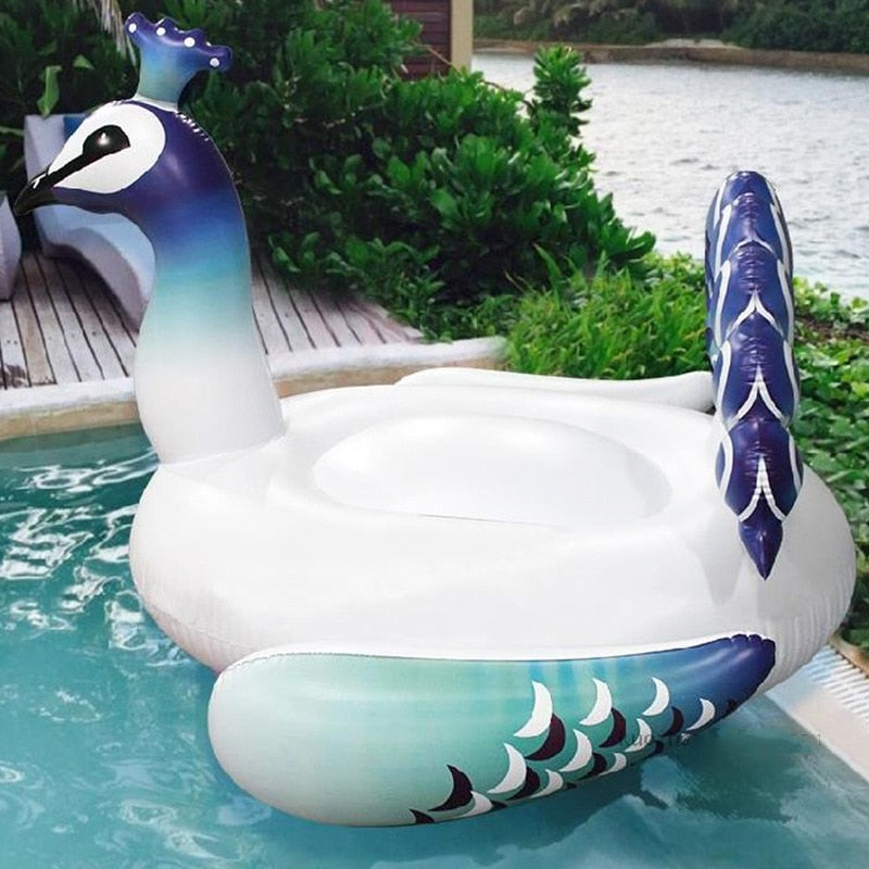 Rooxin Giant Peacock Pool Float Inflatable Mattress for Beach Swimming Ring Swim Circle Floating Bed Raft Summer Pool Party Toys