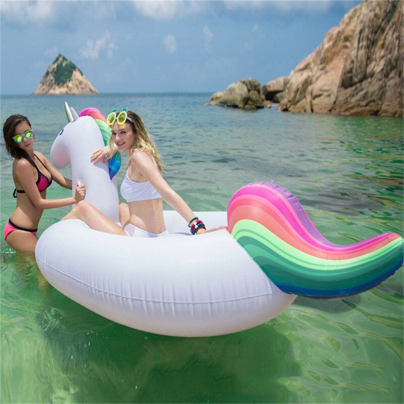 Rooxin 2M Unicorn Float Pool Inflatable Mattress Swimming Ring for Adult Kids Swimming Circle Floating Bed Beach Pool Party Toys