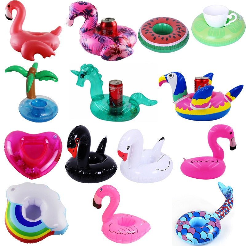 Rooxin Cup Holder Inflatable Flamingo Unicorn Drink Holder Swimming Pool Float Beverage Beer Holder Bar Tray Summer Party Toys