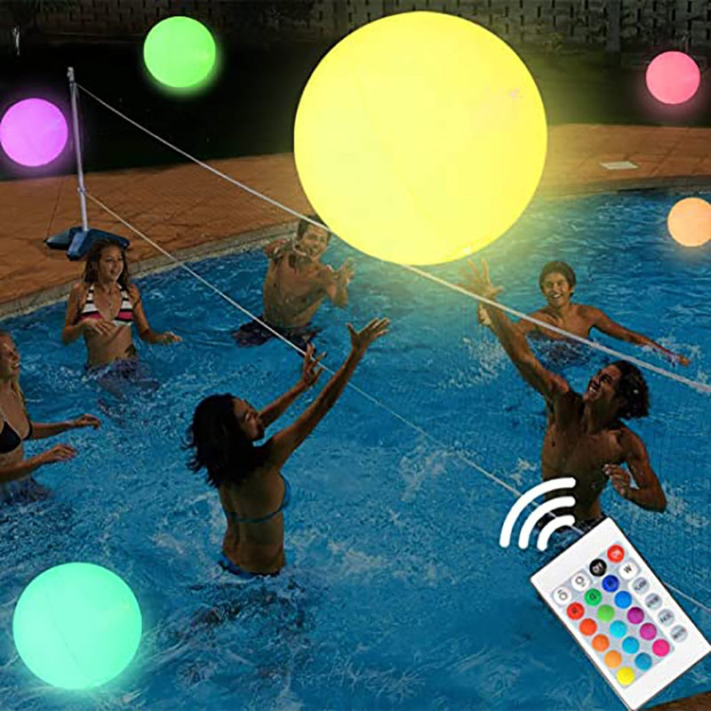 Funny Inflatable Luminous Ball PVC Balloon Remote Control Glowing Ball Outdoor LED Beach Ball for Swimming Pool Garden @D11