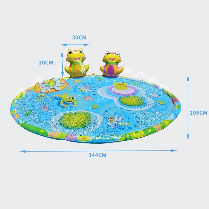 3D Frog Inflatable Water Spray Play Mat Outdoor Lawn Games Pad Yard Sprinkler Kids Children Family Summer Swimming Pool Toys