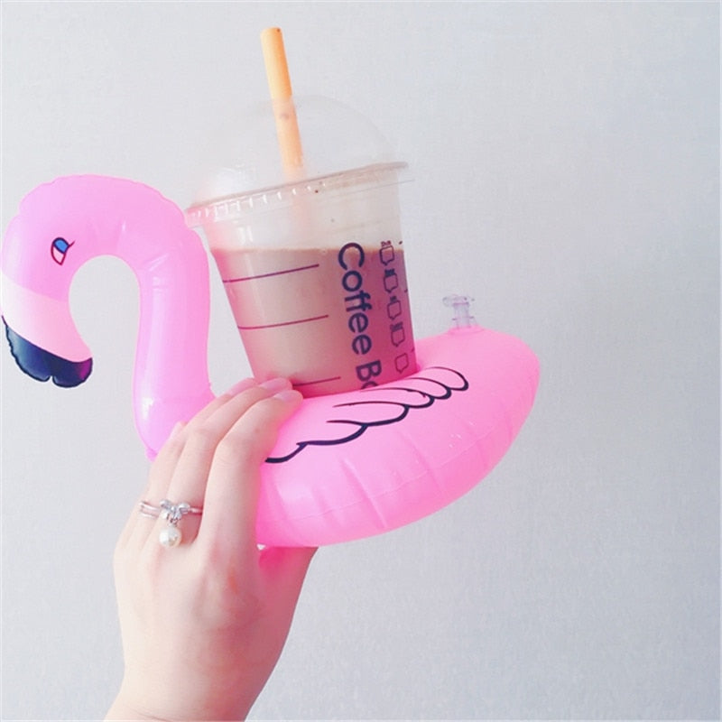 Rooxin Cup Holder Inflatable Flamingo Unicorn Drink Holder Swimming Pool Float Beverage Beer Holder Bar Tray Summer Party Toys