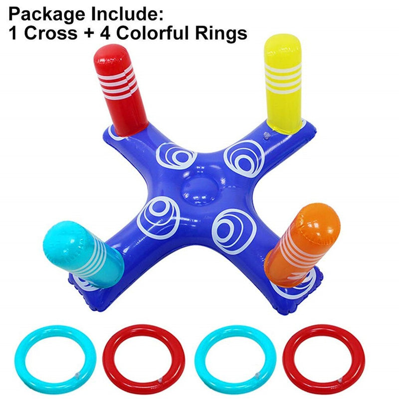 Floating Swimming Pool Ring Inflatable Ring Toss Pool Game Toys Floating Swimming Pool Ring With 4Pcs Rings Funny Water Fun Play