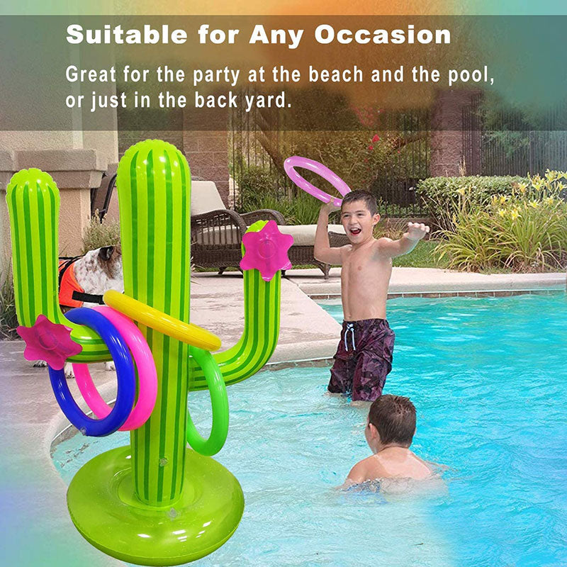 New PVC Inflatable Cactus Ring Toss Game Set Floating Pool Toys Beach Party Supplies Party Ice Bar Travel Outdoor Swimming Pool