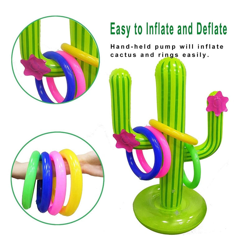 New PVC Inflatable Cactus Ring Toss Game Set Floating Pool Toys Beach Party Supplies Party Ice Bar Travel Outdoor Swimming Pool