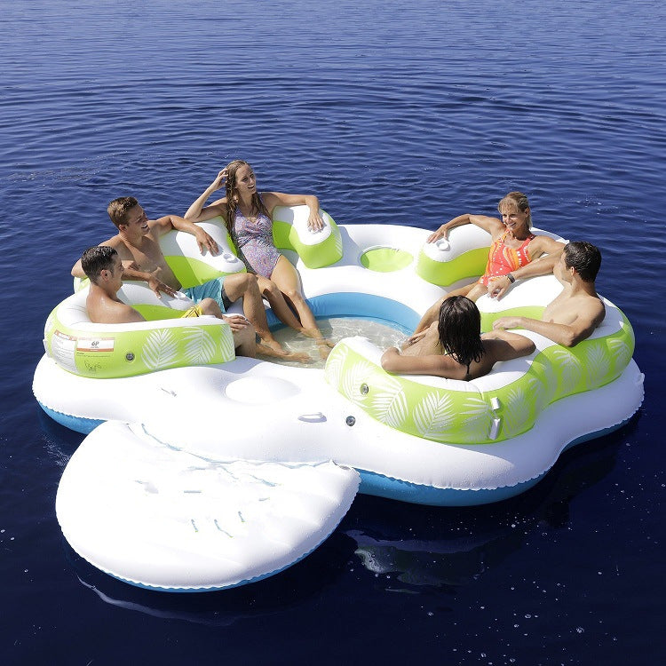 Pvc inflatable large floating bed water adult recliner inflatable toy unicorn flamingo peacock sunshade floating row