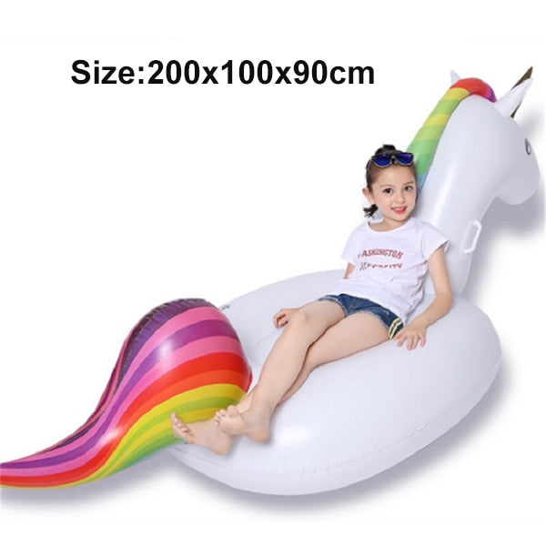 Rooxin 2M Unicorn Float Pool Inflatable Mattress Swimming Ring for Adult Kids Swimming Circle Floating Bed Beach Pool Party Toys