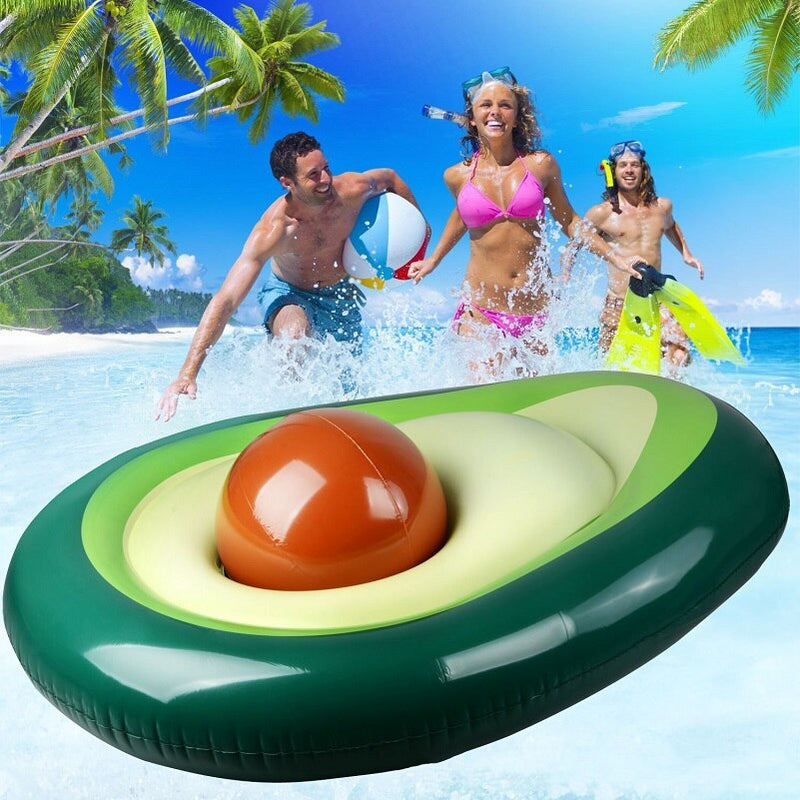 Rooxin Avocado Pool Float Air Mattress Swimming Ring with Ball Inflatable Circle Rubber Ring for Beach Party Pool Toys Float Bed