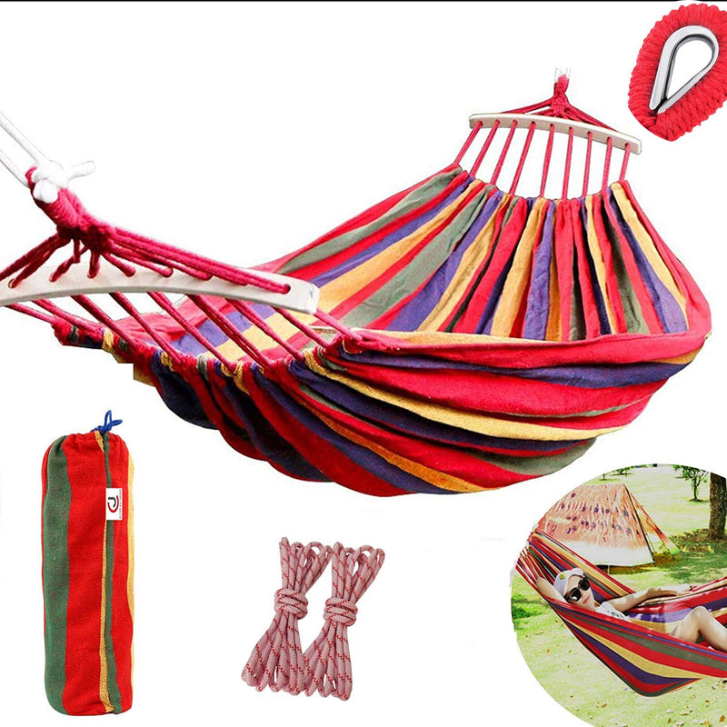 Rooxin Double Camping Hammock for Tent Outdoor Sleeping Swing Hammock Thick Canvas Hanging Bed Lazy Chair for Patio Yard Garden